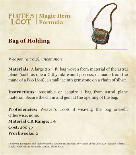 artificer 5e bag of holding